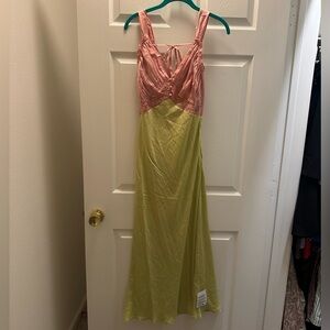 Pink and Green ASOS silk Dress